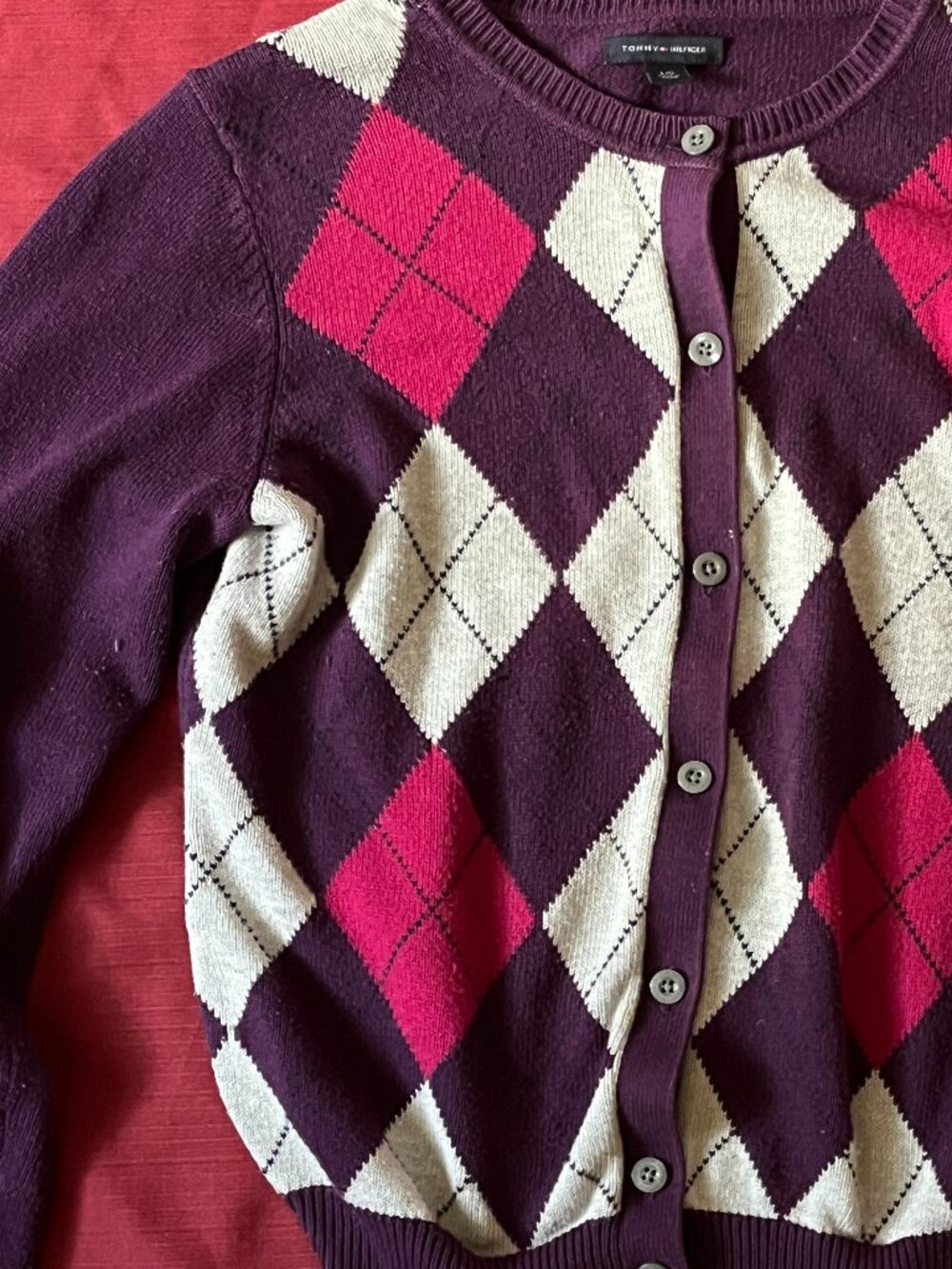 Classic Preppy cardigan from Tommy Hilfiger for women size L purple,beige, pink!